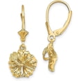 thumbnail image 1 of 14K Yellow Gold 2-D Textured Hibiscus Flower Leverback Earrings - 28mm, 1 of 6