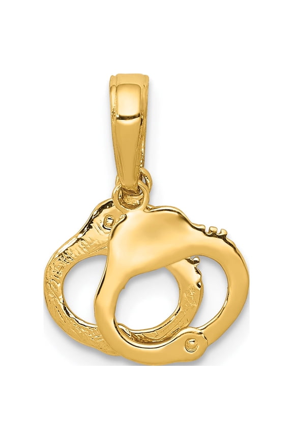 14K Yellow Gold 2-Piece Handcuffs Pendant (15 X 11.5) Made In Peru k2848