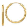 thumbnail image 1 of 14K Yellow Gold 2 mm Satin Diamond-Cut Endless Hoop Earrings, 1 of 1