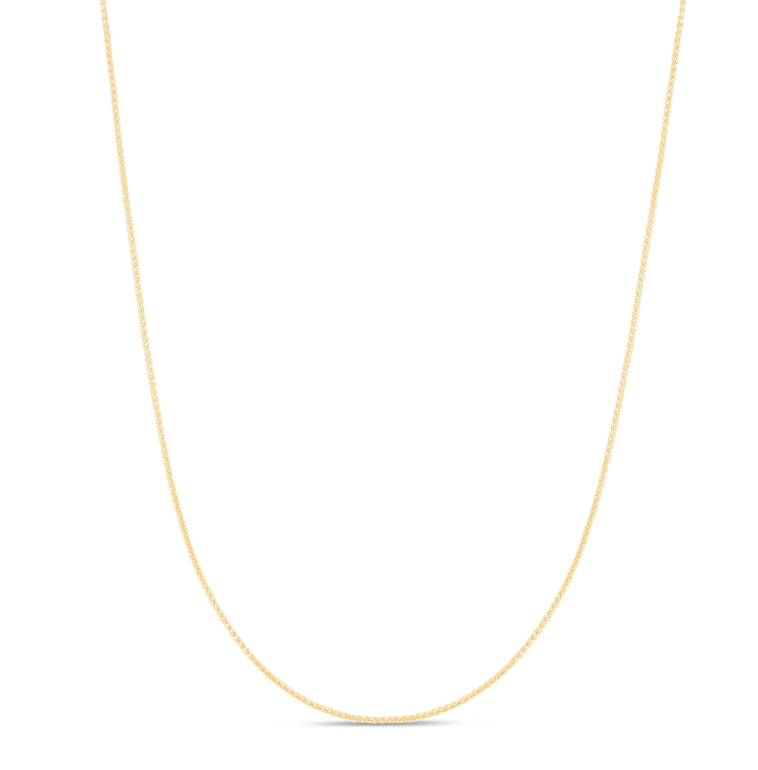 14K Yellow Gold 20in 0.6mm Diamond-Cut Round Wheat Chain