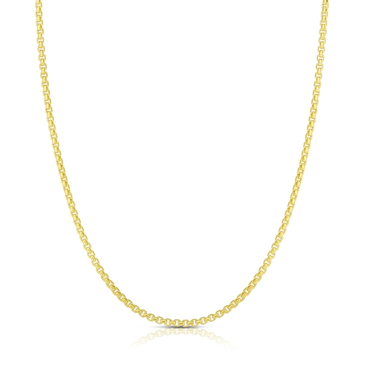 14K Yellow Gold 20in 1.35mm Round Box Chain with Lobster Clasp