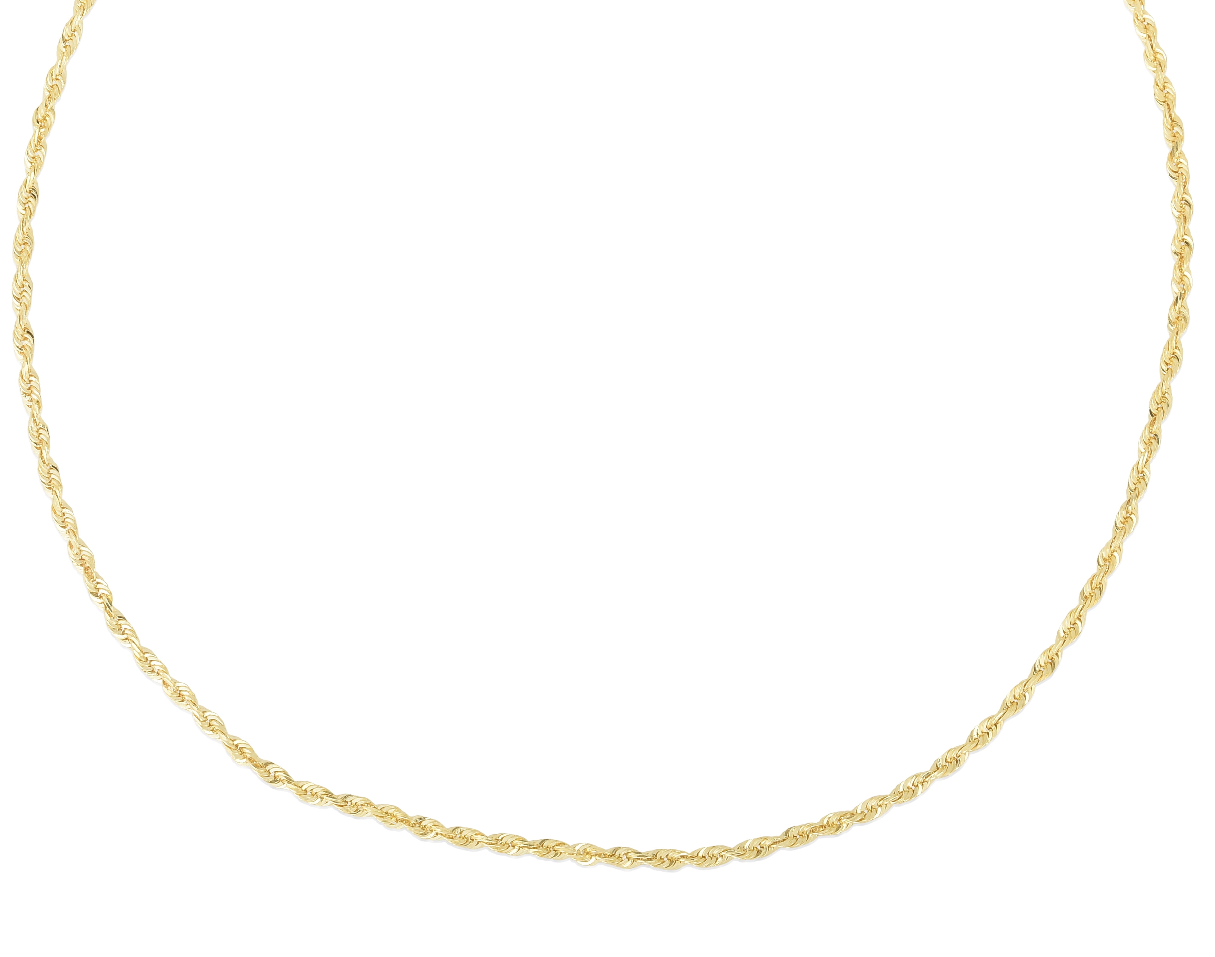 14K Yellow Gold 20in 1.5mm Diamond-Cut Rope Chain with Lobster Clasp