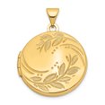 thumbnail image 1 of 14K Yellow Gold 20mm Round Leaf Floral Locket, 1 of 6