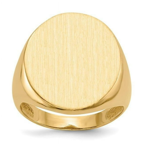 14K Yellow Gold 22 x 18 mm Open Back Mens Signet Ring - Size 10