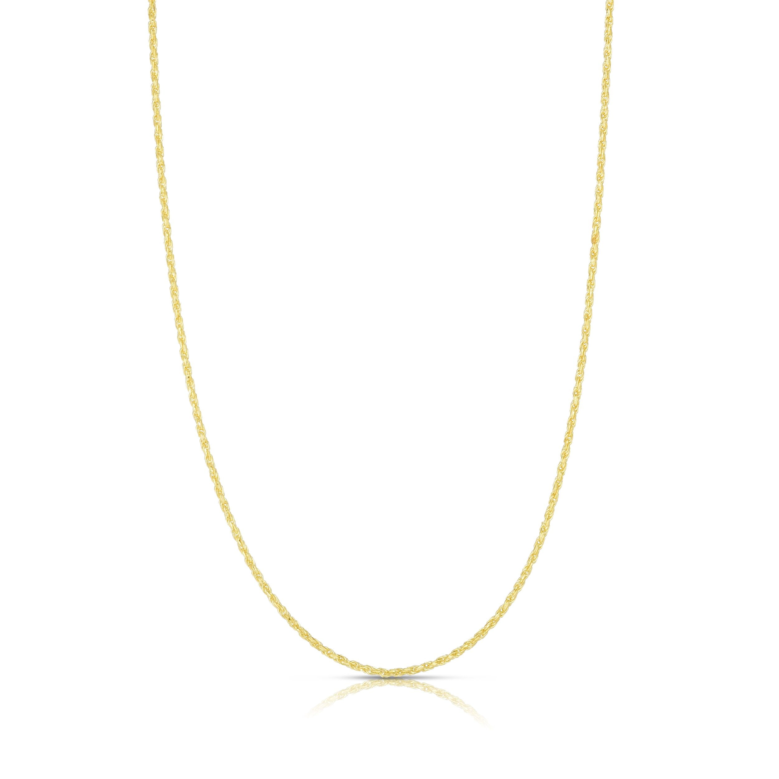 14K Yellow Gold 22in 1mm Adjustable Rope Chain with Lobster Clasp ...