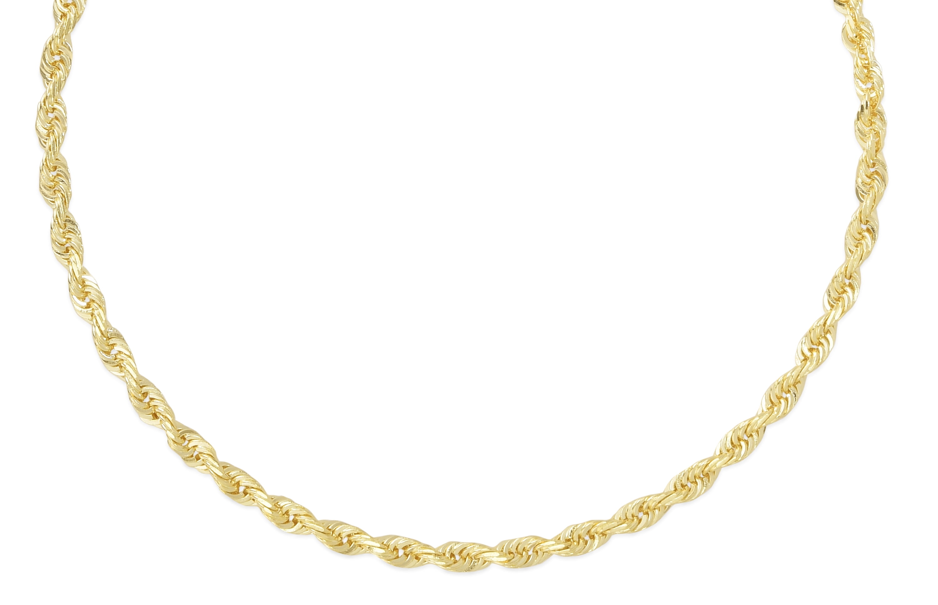14K Yellow Gold 22in 2.5mm Diamond-Cut Rope Chain with Lobster Clasp