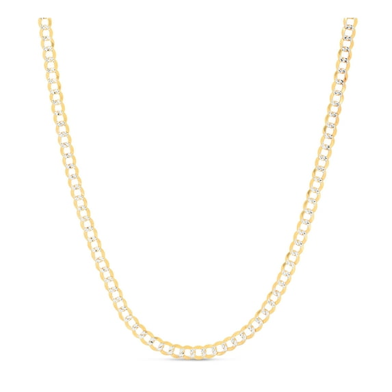 14K Yellow Gold 22in Diamond-Cut White Pave Curb Chain with Lobster Clasp
