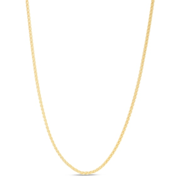 14K Yellow Gold 24in 2.1mm Round Wheat Chain with Lobster Clasp