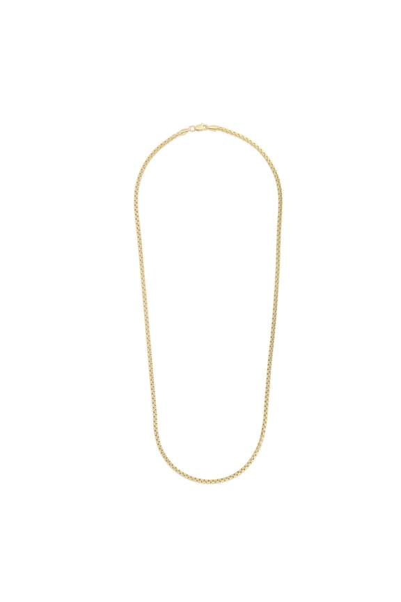 14K Yellow Gold 24in 2.4mm Round Box Chain with Lobster Clasp