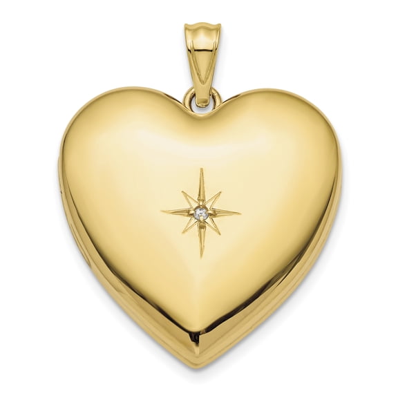 14K Yellow Gold 24mm with Dia. Star Design Ash Holder Heart Locket