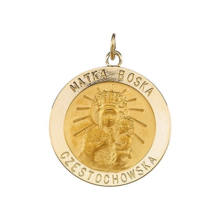 14K Yellow Gold 25mm Round Matka Boska Medal