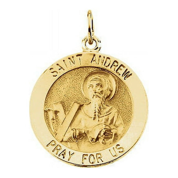 14K Yellow Gold 25mm Round St. Andrew Medal