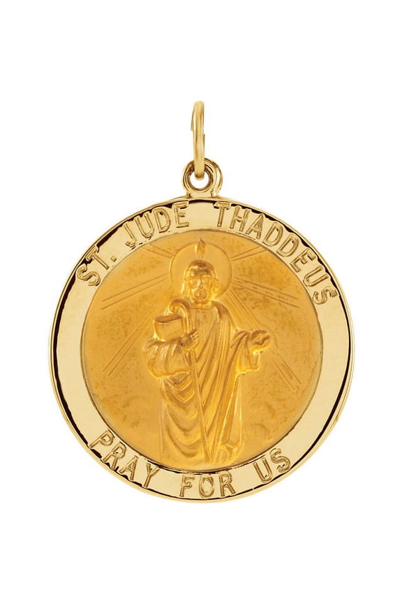 14K Yellow Gold 25mm Round St. Jude Thaddeus Medal