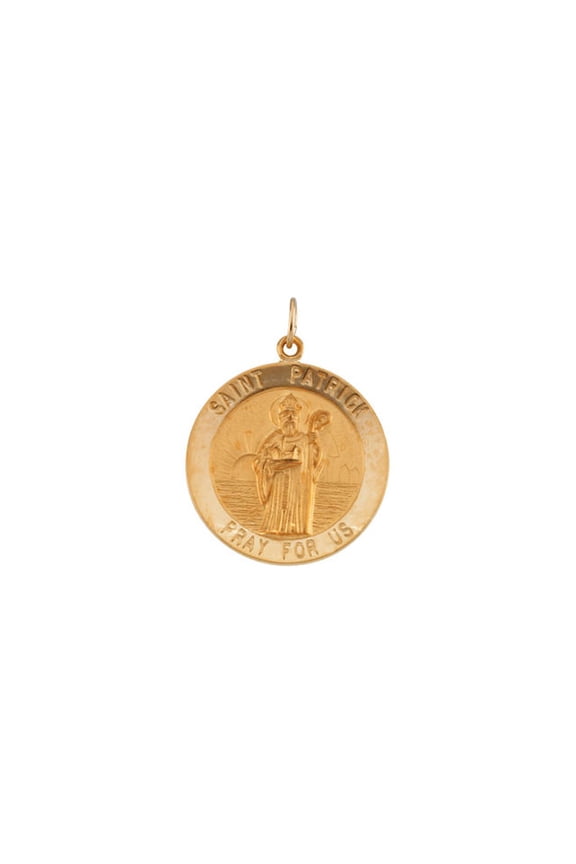 14K Yellow Gold 25mm Round St. Patrick Medal