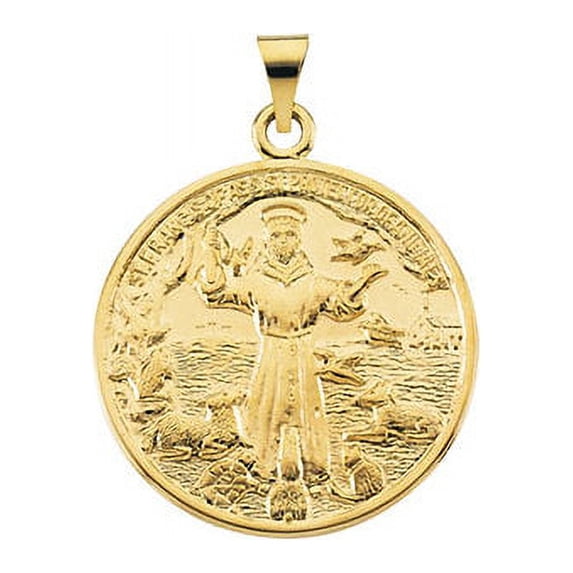 14K Yellow Gold 26mm St. Francis of Assisi Medal