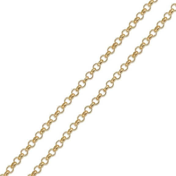 14K Yellow Gold 2mm - 2.5mm Rolo Pendant Chain, FREE Microfiber Cloth, High Polish Link Mens Womens Necklace, Giorgio Bergamo