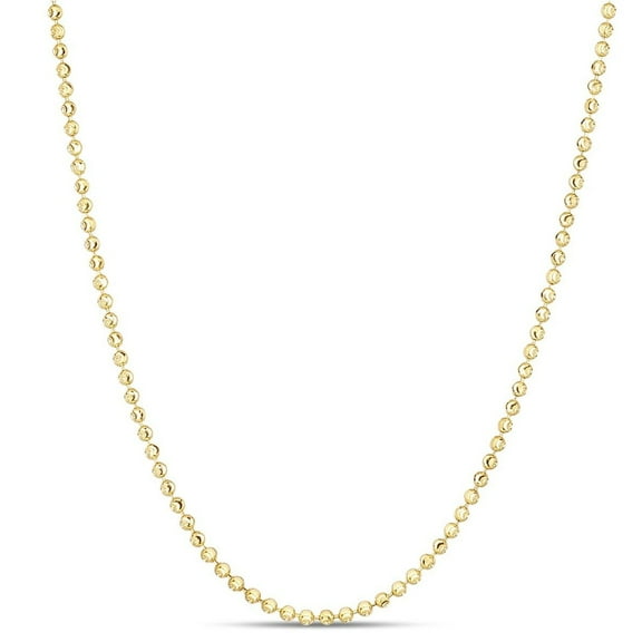 JewelStop 14K Yellow Gold 2mm Diamond-Cut Textured Moon Chain 16 Inches, Lobster Clasp - 5.23gr.