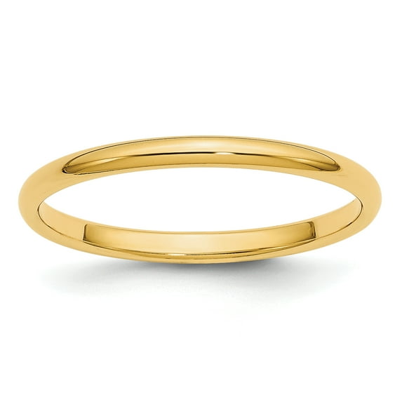 14K Yellow Gold 2mm Half-Round Wedding Band Ring Size 4