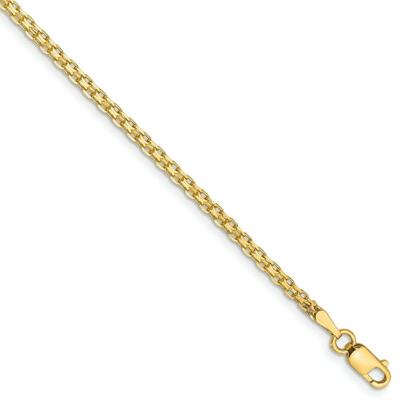 14K Yellow Gold 2mm Lightweight Handmade Flat Chain