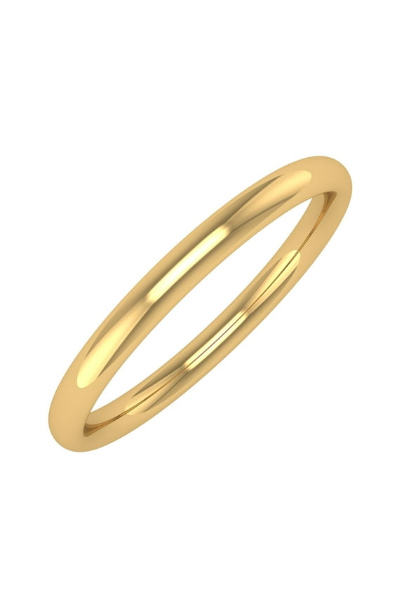 14K Yellow Gold 2mm Plain Wedding Band (Ring Size 10)