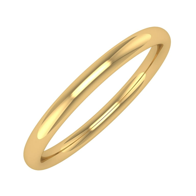 14K Yellow Gold 2mm Plain Wedding Band Ring Size 6.75