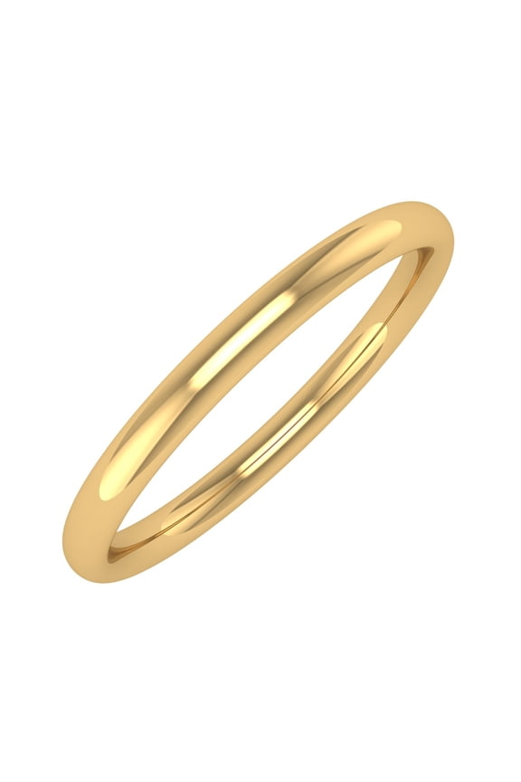 14K Yellow Gold 2mm Plain Wedding Band (Ring Size 7)
