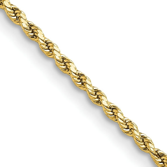 14K Yellow Gold 2mm Semi-Solid D/C Rope Chain (24 X 2) Made In Peru dh014-24