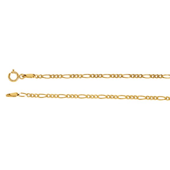 14K Yellow Gold 2mm Solid Figaro 18" Chain