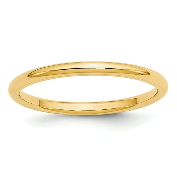 14K Yellow Gold 2mm Standard Comfort Fit Band Ring Size 6.5