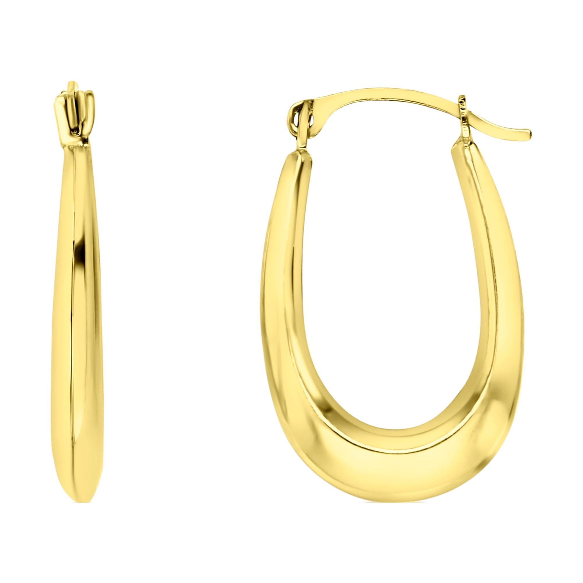 10k Yellow Gold 2x20mm Polished And Diamond-Cut Round Double Hoop Earr