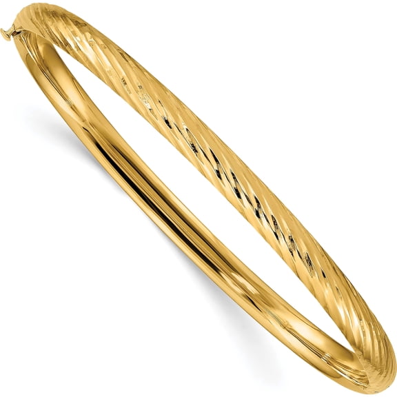 14K Yellow Gold 3/16 Textured Hinged Bangle (7.5 X 4.75) Made In United States db652