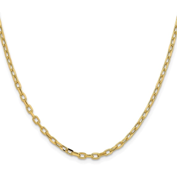 14K Yellow Gold 3.2mm Semi-Solid Diamond-cut Open Link Cable with Lobster Lock Chain - 22"