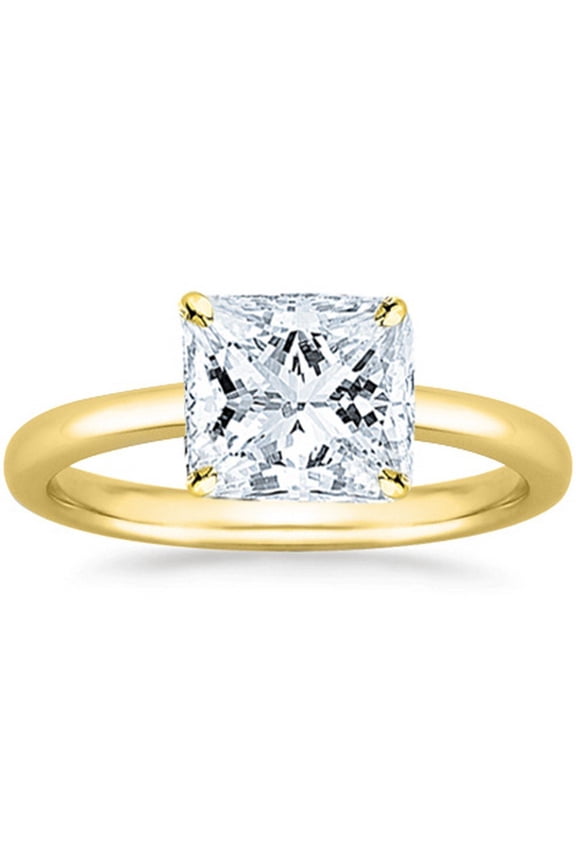 14K Yellow Gold 3/4 Carat Lab Grown Solitaire Princess Cut IGI Certified Diamond Engagement Ring (0.75 Ct,H-I VS2-SI1