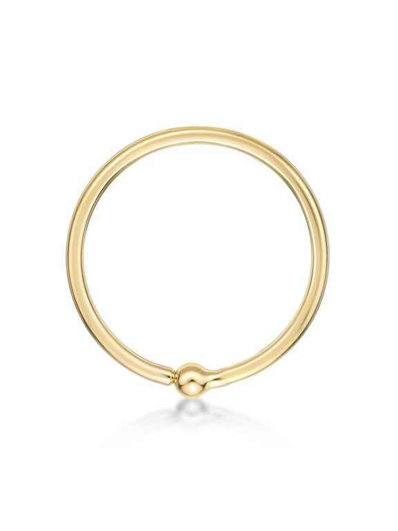 14K Yellow Gold 3/4" Unisex Fixed Captive Bead Hoop Nipple Ring - 14 Gauge