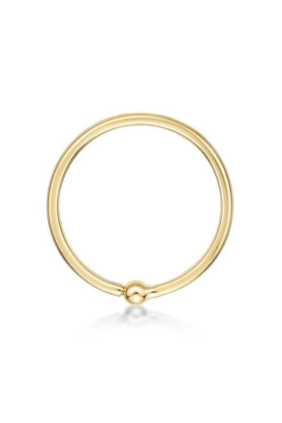 14K Yellow Gold 3/4" Unisex Fixed Captive Bead Hoop Nipple Ring - 14 Gauge