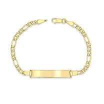 14K Yellow Gold 3.5 mm Figaro Chain Baby ID Bracelet, FREE ENGRAVING