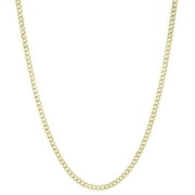 14K Yellow Gold 3.5MM Solid Cuban Curb Link Chain Necklaces, 16-24 inch, Real 14K Gold, Next Level Jewelry