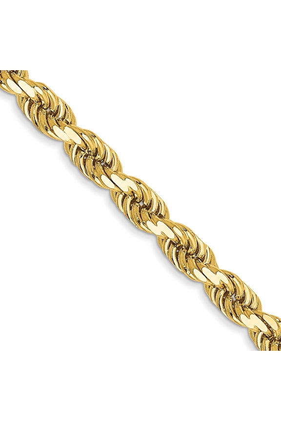 14K Yellow Gold 28 inch 3.5mm Diamond-cut Rope with Lobster Clasp Chain