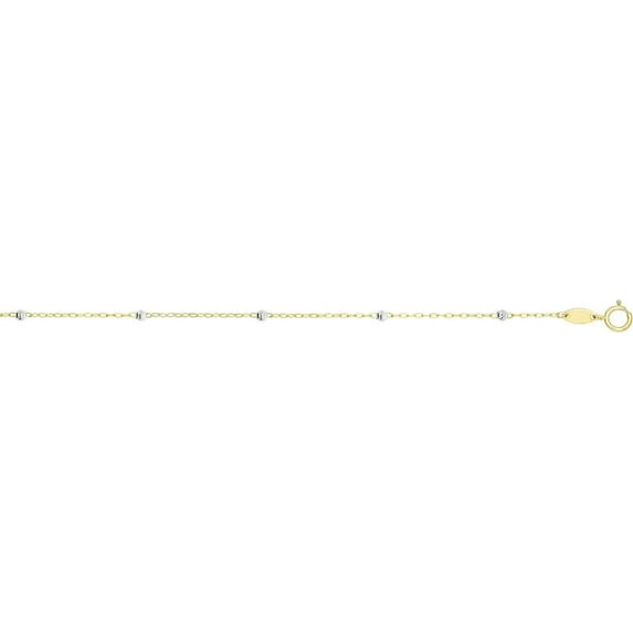 14K Yellow Gold 3.5mm Diamond Cut Bead Saturn Chain with Spring Ring