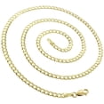 thumbnail image 1 of 14K Yellow Gold 3.5mm Solid Cuban Chain, FREE Microfiber Cloth, Curb Link Mens Womens Necklace, Giorgio Bergamo, 1 of 9