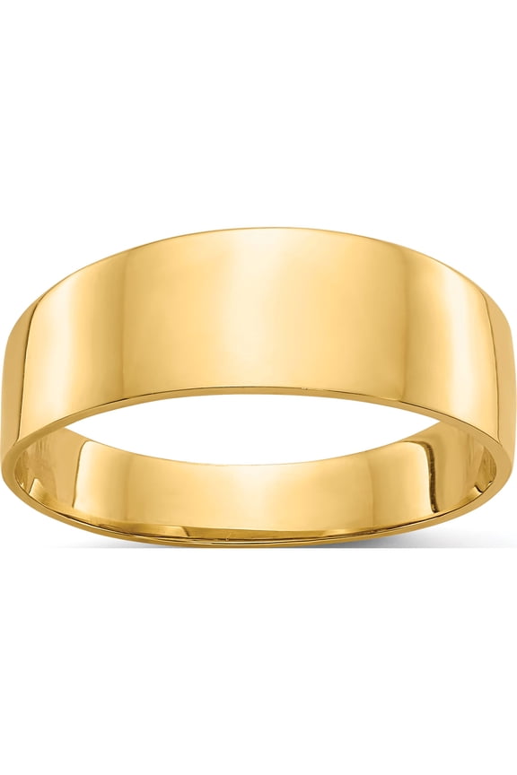 14K Yellow Gold 3-6mm Flat-Top Tapered Cigar Band Ring (Size 7) Made In Peru k4629