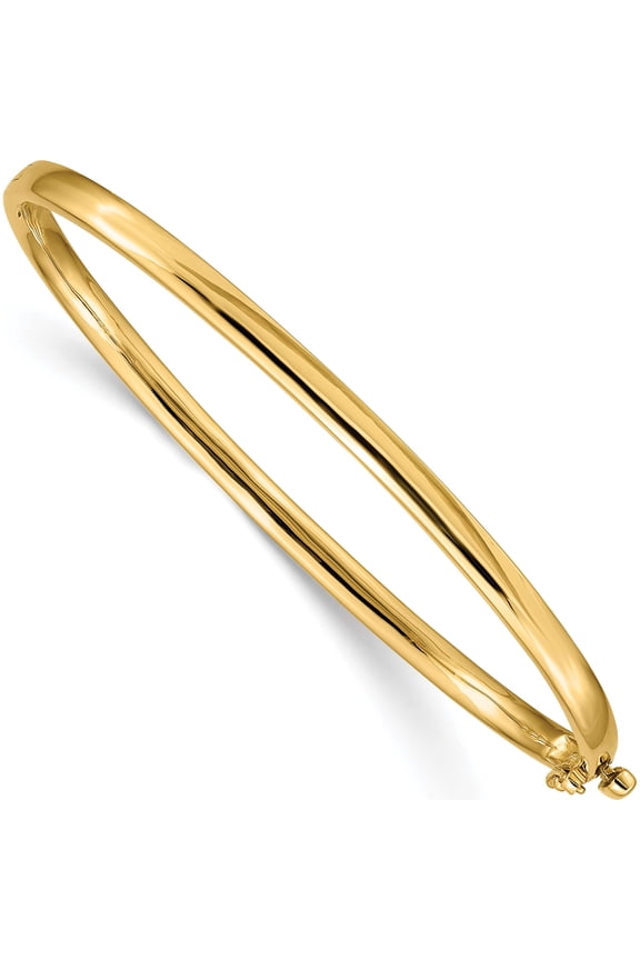 14K Yellow Gold 3.6mm Polished Solid Hinged Bangle Bracelet (6.75 X 3.6) Made In India xb251