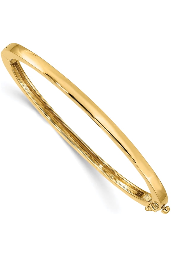 14K Yellow Gold 3.6mm Polished Solid Hinged Bangle Made In India xb247