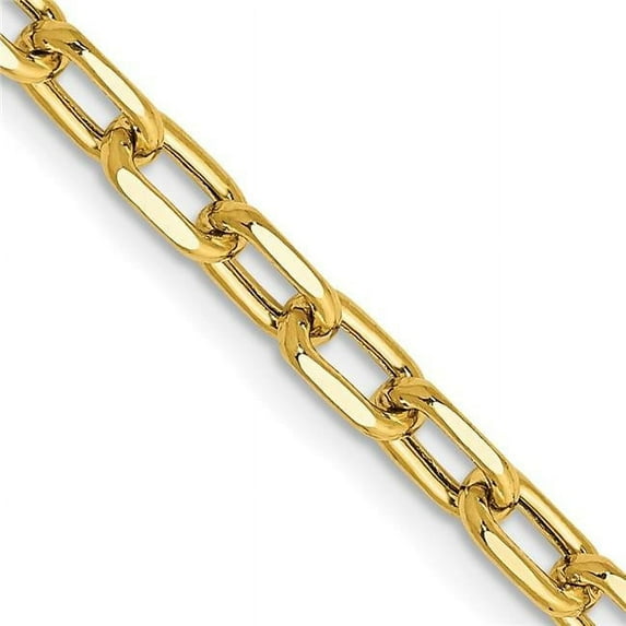 14K Yellow Gold 3.7 mm Semi-Solid Diamond-Cut Open Link 20 in. Cable Chain
