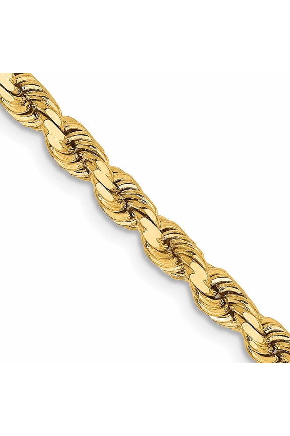 14K Yellow Gold 28 inch 3.75mm Diamond-cut Rope with Lobster Clasp Chain