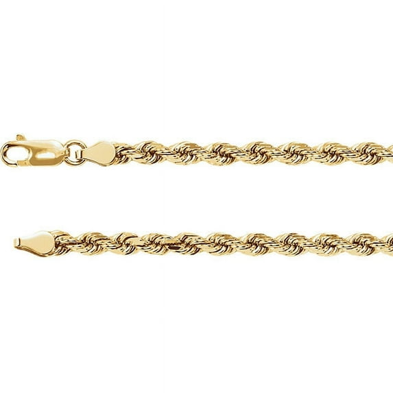 14K Yellow Gold 3.9mm Diamond Cut Rope 18" Chain