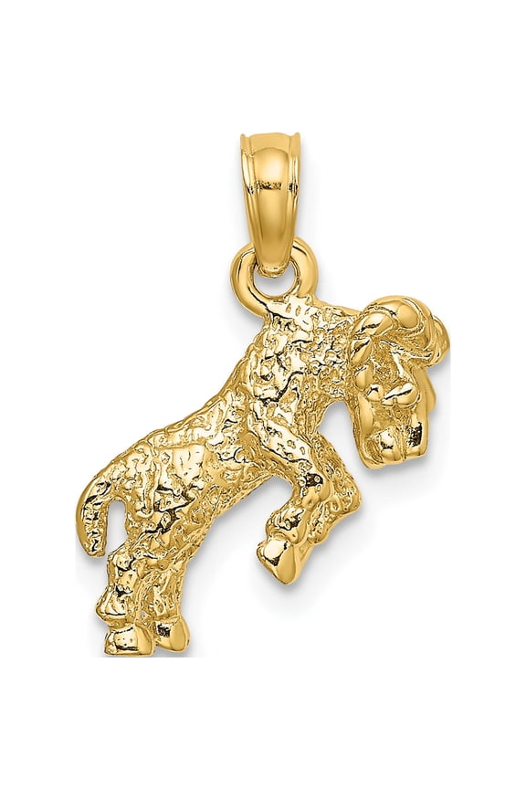 14K Yellow Gold 3-D Aries Zodiac Charm