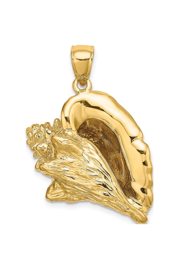 14K Yellow Gold 3-D Conch Shell Charm (38 X 29.1) Made In United States k8025