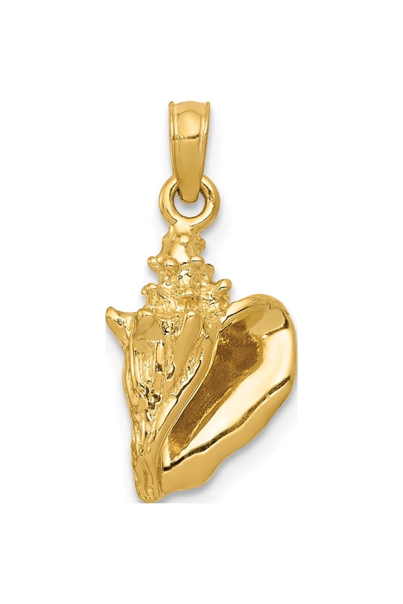 14K Yellow Gold 3-D Conch Shell Pendant (20 X 11) Made In United States c3368