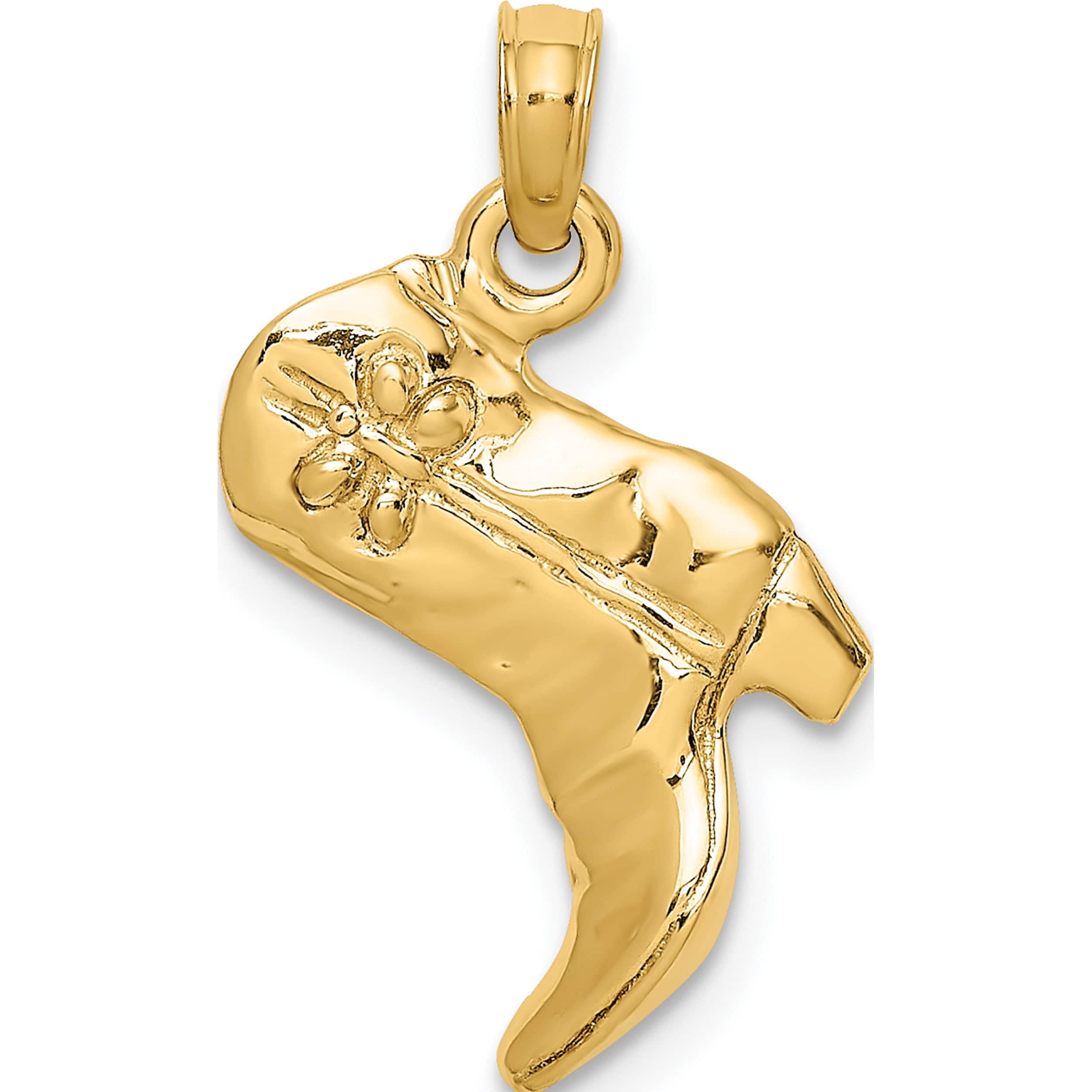 JEWELRY BY SWEET PEA 14K Yellow Gold 3-D Cowboy Boot Charm (21.6 X 10.7) Made In United States k7331